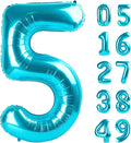 Blue 40 Inch Large Number 5 Birthday Balloon, Five 5th 15 25 35 50 55 Birthday Celebration Decorations, Blue Foil 5 Mylar Helium Balloons Girl Boy Anniversary Party Supplies