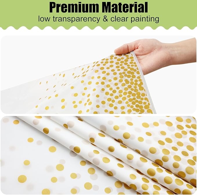 Smiry Disposable Table Cloth - 6 Pack, 54 x 156 Inch Waterproof Rectangle Tablecloths for New Years, Decorative Plastic Table Cover, Leakproof & Sturdy, White & Gold