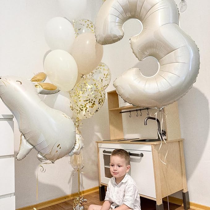 Biapian 40 Inch Cream Number 18 Balloon, 18th Birthday Balloons, Big Digital 18 or 81 Beige White Giant 18 Foil Balloon Helium for 81st 18th Birthday Decorations Anniversary Baby Shower Party Supplies