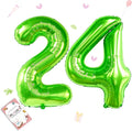 Smlpuame 40 inch Number Balloon 0-9 Green Large Number 24 Balloons,Digital Balloons for Birthday Party Celebration Decorations Supplies, Helium Foil Number Balloons for Wedding Anniversary