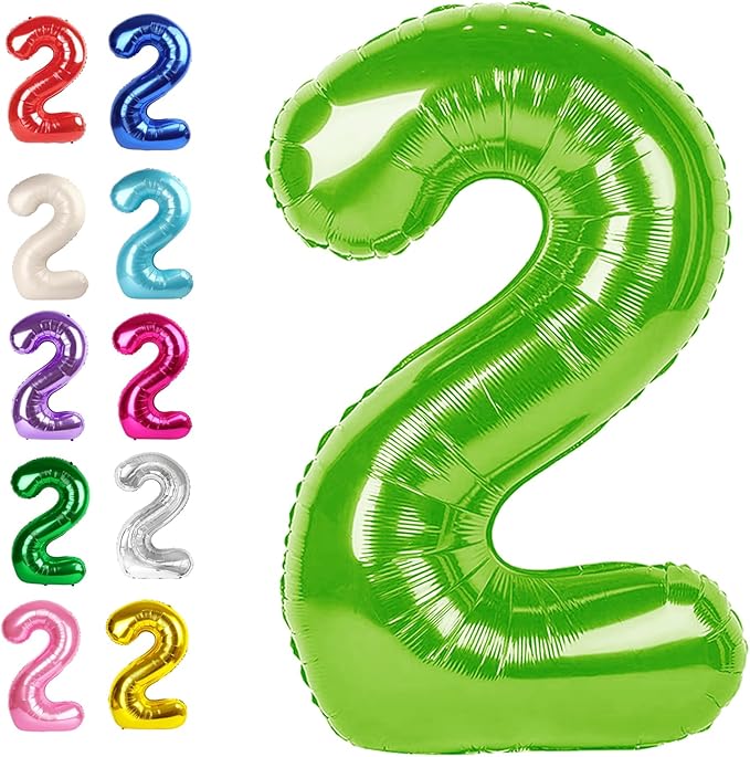 Big 40 Inch Light Green 2 Number Balloon Birthday Decoration, 2026 Light Green Number 2 Helium Balloons 12 20 22 23 24 26 28 32 42 Celebration, Boy Girl Baby Anniversary Party Graduations Supplies