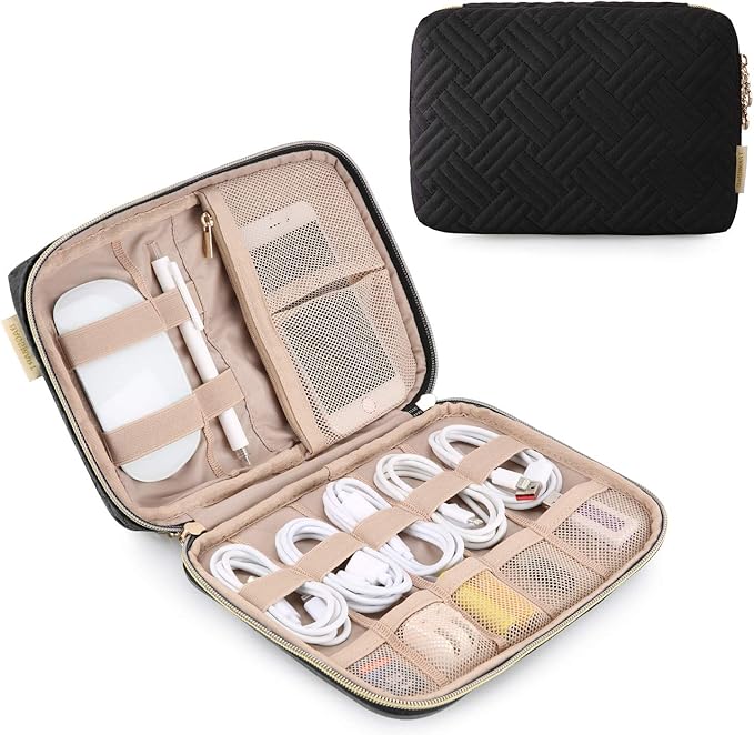 BAGSMART Electronics Organizer Case, Cord & Cable Organizer, Tech Travel Essentials, Women's Black Accessory