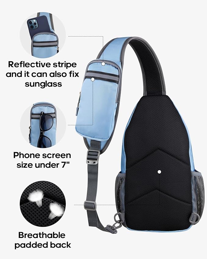 WATERFLY Sports Crossbody Sling Backpack Sling Bag Chest Bag Daypack for Cycling Hiking Running Men Women