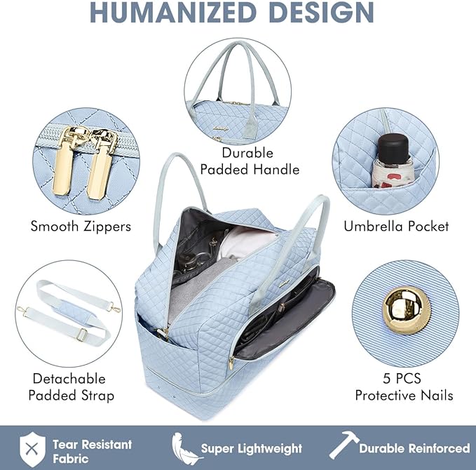 Travel Duffle Bag Weekender for Women - Carry-On Overnight Bag Personal Item Bag with Shoe Compartment & Wet Pocket Large Weekend Tote Bags with Toiletry Bag Hospital Bags for Labor and Delivery