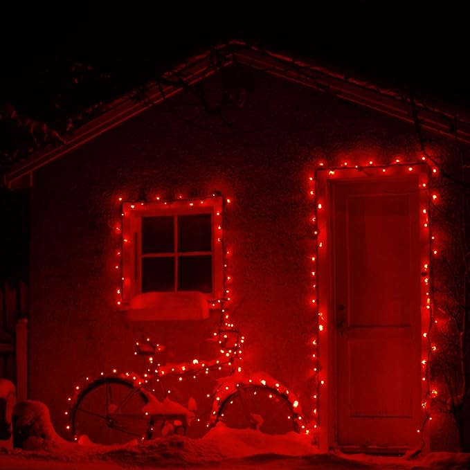 Solar String Lights for Outside, 39Ft 100 LED Solar String Lights Outdoor with 8 Modes，Solar Lights for Outside Waterproof for Yard, Fence,Balcony, Party,Christmas Tree Decorations (Red)
