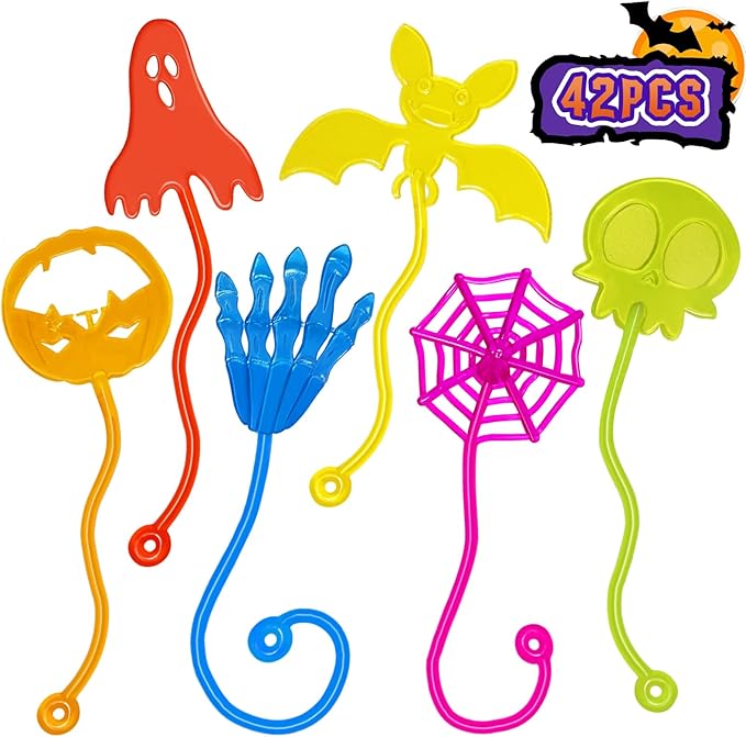 Halloween Sticky Hands Bulk 42PCS Halloween Party Favors for Kids Stretchy Sticky Hand Toy Halloween Goodie Bag Stuffers Fillers Trick or Treat Halloween Party Supplies Toys Classroom Prizes for Kids