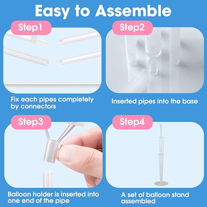 8 Sets Balloon Stand Kits, Balloon Sticks Holder with Base for Table Graduation Birthday Baby Shower Gender Reveal Party Decorations