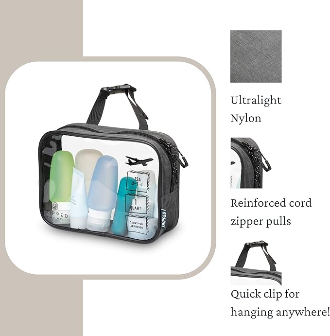 Toiletry Bag Kit Set: Hanging Travel Toiletry Bag + 311 TSA Cosmetic Liquid Bag + Ultralight Accessory Organizer Pouch