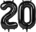 40 Inch Black Number 20 Balloon, Giant Number 20 Balloons for 20th Birthday Decorations, Party Supplies for Baby Boy Girl, Black Party Decor