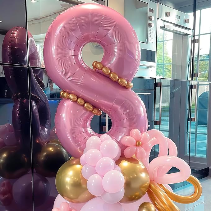 Light Pink 0 Balloon,Pastel Pink 0 Balloons Number,40 Inch Helium Foil Mylar Number 0 Balloon for Birthday Party