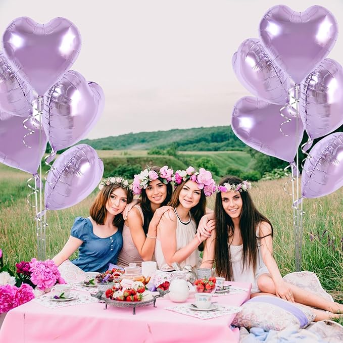 TONIFUL 30Pcs 18 Inch Purple Heart Balloons Purple Heart Shape Foil Mylar Balloons Decoration for Birthday Valentine's Day Wedding Bridal Shower Anniversary Engagement Party Supplies