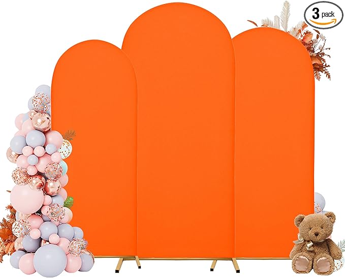 Arch Covers,Arch Backdrop Stand Fitted Cover for Wedding Birthday Party Ceremony Banquet Decoration(7.2FT&6.6FT&6FT,Candy Orange,Cover Only)