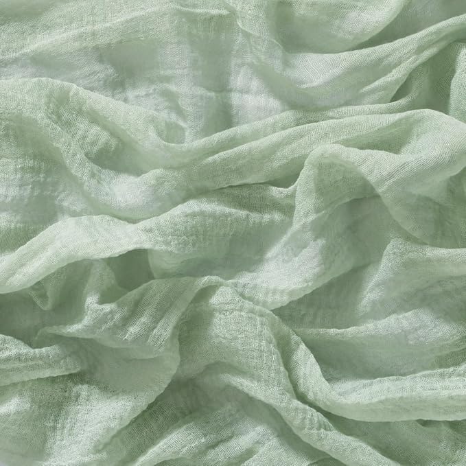 Socomi 6pcs Sage Green Cheesecloth Table Runner Gauze Valentine's Day 120 Inch Rustic Boho Cheese Cloth Runner for Wedding Party Baby Bridal Shower Centerpiece Decoration Holiday Home Decorations