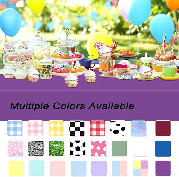 WNINK 4 Pack Purple Tablecloths Disposable Table Covers 54" x 108" Table Cloths for BBQ Birthday Picnic Bridal Shower Engagement Wedding Plastic Table Cloths for Parties