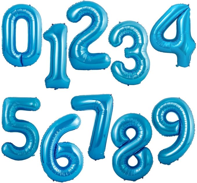 40 Inch Large Foil Helium Number Balloon Birthday Wedding Party 0-9 (Blue, 5)