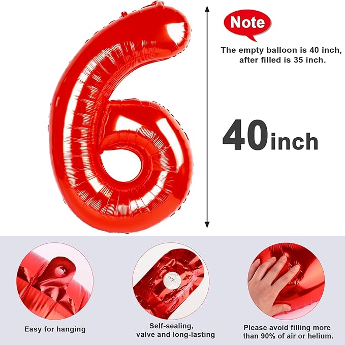 Numbers Balloon 3, 40 Inch Large Red Balloon for Three Year Old Birthday Decor, 3 13 30 31 Birthday Party Decorations for Wedding Supplies