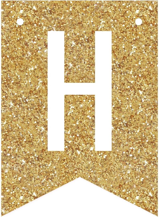 Andaz Press Personalized Hanging Pennant Banner Party Decorations, Gold Glitter, Blush Pink, Happy 4th Birthday Olivia, 1-Pack, Approx. 5-Feet, Custom Name and Number