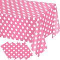WNINK 4 Pack Pink and White Polka Dot Tablecloths – Pink Disposable Plastic Waterproof Table Cover, 54" x 108", for Birthday, Wedding, Bridal Shower, Bachelor, Pink Girl Party, and Picnic