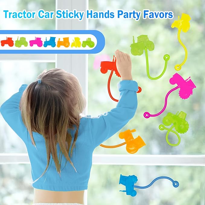 Sticky Hands Bulk 36 PCS Tractor Car Party Favors for Kids Tractors Shape Stretchy Sticky Hand Toy Goodie Bag Stuffers Fillers Treasure Box Toys for Classroom Prizes Carnival Birthday Party Supplies