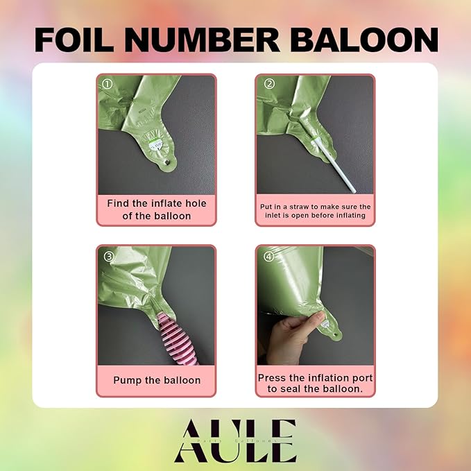AULE 40 Inch Large 7 Balloon Numbers Sage Green, Big Foil Number Balloons, Giant Helium Happy Birthday Party Decorations for Man and Women, Huge Mylar Anniversary Party Supplies