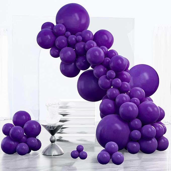 PartyWoo Dark Purple Balloons 152pcs Different Sizes of 18 12 10 5 Inch Royal Purple Balloon Arch Kit Garland for Birthday Baby Shower Graduation Anniversary Bachelorette Party Decorations Purple-Y16