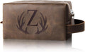 Personalized Travel Toiletry Bag for Men Initial Letter PU Leather Waterproof Shaving Bag for Toiletries Accessories Travel Essentials Storage Bags Fathers Day Birthday Gifts for Men (Z)