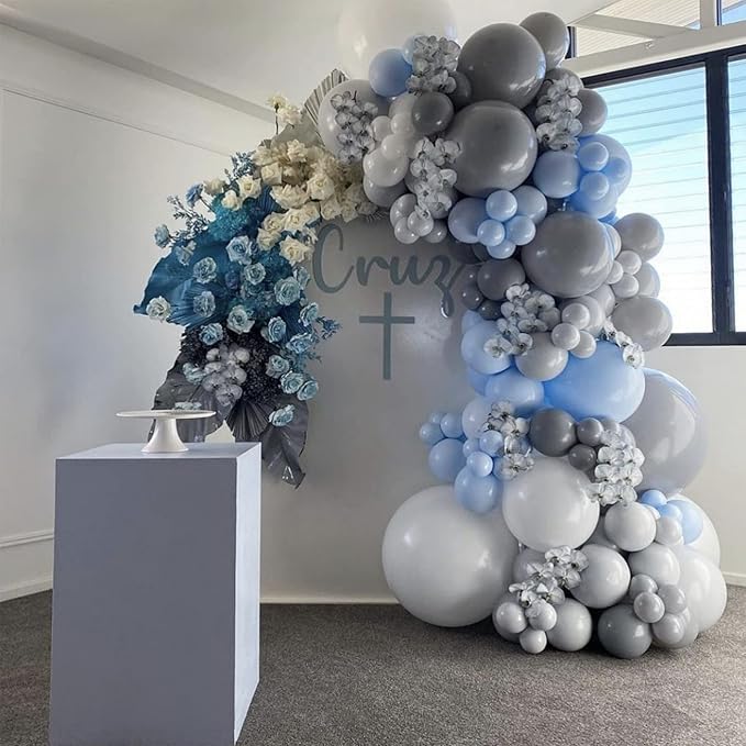 130pcs Gray Balloons Different Sizes 18" 12" 10" 5" Pastel Gray Balloons for Boys Girls Birthday Baby Shower Gender Reveal Wedding Decorations