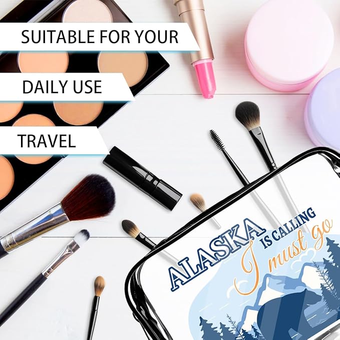 6 Pcs Clear Alaska Makeup Bags Gifts for Women, Beach Cruise Cosmetic Bag,Alaska Cruise Essentials, Travel PVC Waterproof Toiletry Bags for Girls Sister Daughter Nurse Teacher