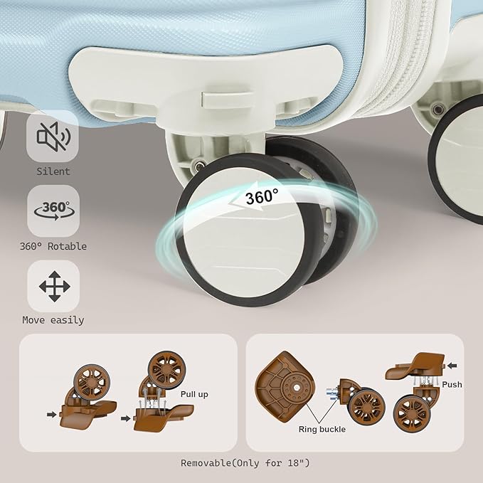 Joyway Luggage Set 4 Piece Suitcase Sets with Spinner Wheel,Hardside Expandable Travel Laggage with TSA Lock(18/20/24/28 Lightblue)