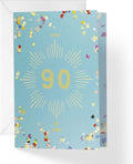 90th Birthday Card with Envelope - Baby Blue & Confetti Heartfelt Message | 5”x7.5” | (Single Card)
