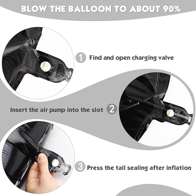 40 Inch Black Number 3 Balloon, Giant 3 Number Balloons for 3rd Birthday Decorations, Party Supplies for Baby Boy Girl, Black Party Decor