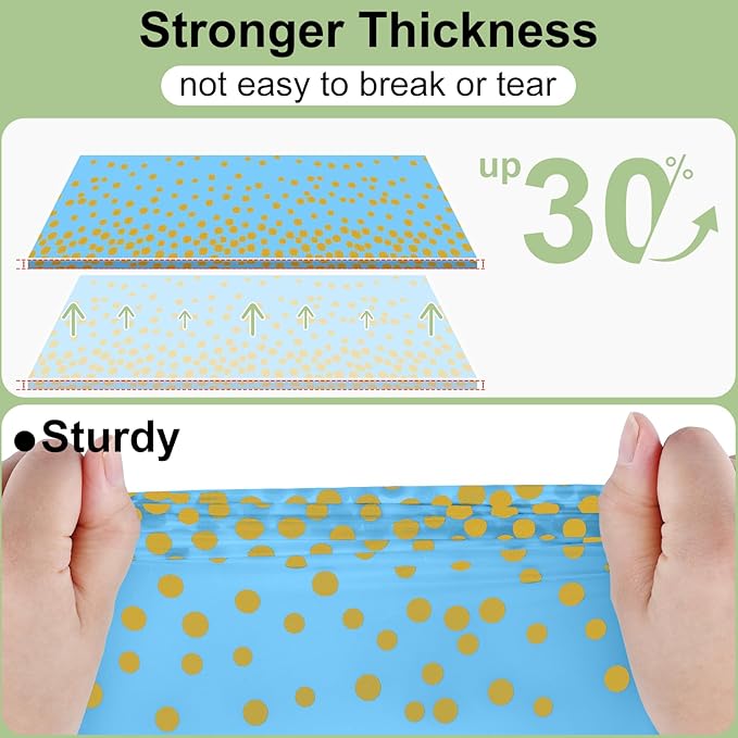 misaya 3 Packs Dot Disposable Table Cloth, 54 x 108 Inch Waterproof Plastic Tablecloth, Rectangle Gold Dots in Light Blue Table Covers for Easter, Picnic, Birthday, Party