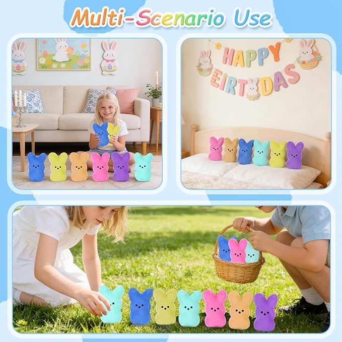 vizethru 12 Pcs Easter Bunny Plush Toys,Easter Basket Stuffers Toys for Kids,Bunny Stuffed Animals, Easter Party Favors Gift Toys for Kids