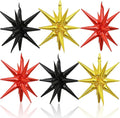6PCS Star Balloons, 22Inch Red Black and Gold Star Balloon Foil Balloons Spike Cone Balloon for Birthday Anniversary Festival Film Casino New Year Party Decorations