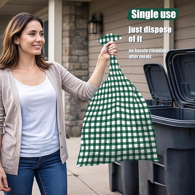 6pcs 54X108inch Dark Green Checkered Tablecloth,Green Gingham Tablecloths Buffalo Plaid Disposable Plastic Table Covers for Birthday Baby Shower Bridal Wedding Party Birthday Decorations