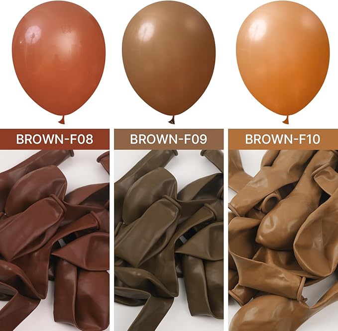 PartyWoo Dark Brown Balloons 140pcs Different Sizes of 18 12 10 5 Inch Boho Neutral Coffee Tan Balloon Arch Kit Garland for Birthday Boy Baby Shower Jungle Safari Fall Party Decorations Brown-F08