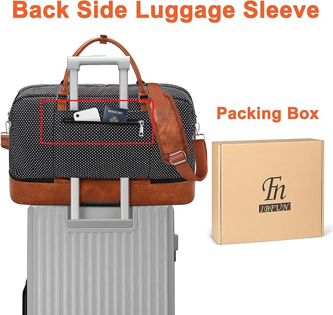 IBFUN Weekender Bags for Women, 21" Weekender Travel Bag, Travel Duffle Bag with Shoe Compartment Carry on Overnight Duffel Bag for Weekend Travel Business Trip