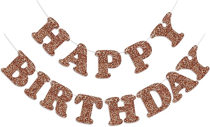 Glitter Brown Happy Birthday Banner Birthday Party Decorations Sign Garland Bunting Banner for Wall Decor Party Background for Kids Boys Girls Adults