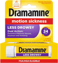 Dramamine Motion Sickness Less Drowsy, Travel Vial, Multicolor, 8 Count