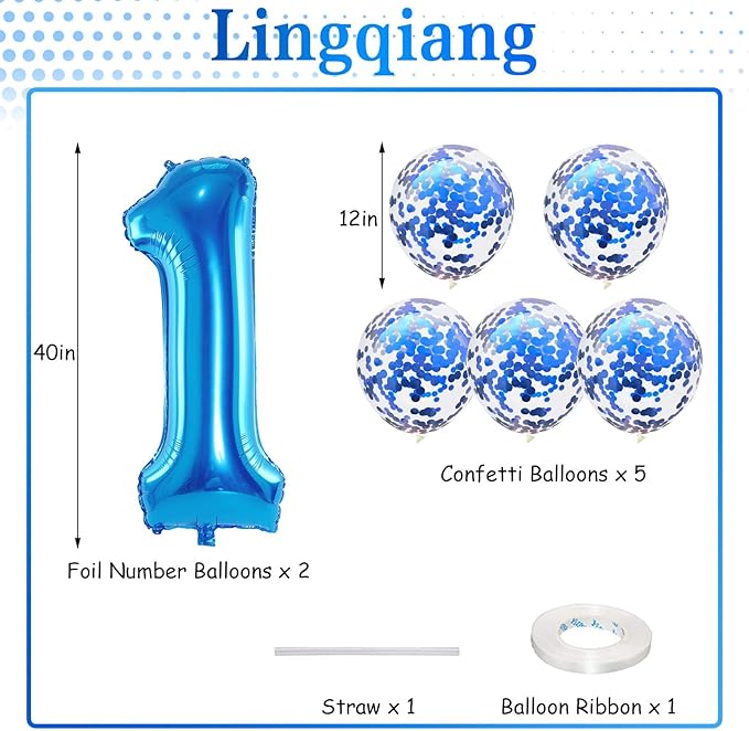 Blue Number 21 Balloons, 40 Inch 21st Birthday Balloons with Confetti Helium Latex Balloons, Jumbo Digital 1 & 2 Mylar Foil Balloons for Boys Girls Men 12th 21st Birthday Anniversary Party Decorations