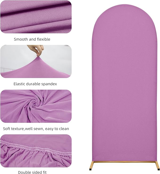 Arch Covers,Arch Backdrop Stand Fitted Cover for Wedding Birthday Party Ceremony Banquet Decoration(7.2F,Lilac,Cover Only)