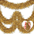 50 Feet Christmas Tinsel Garland, Metallic Twist Garland Wall Hanging Tinsel Garland Backdrop for Parade Floats, Carnival, Birthday, Wedding, New Year Party Decorations (Champagne Gold, 2in x 50ft)