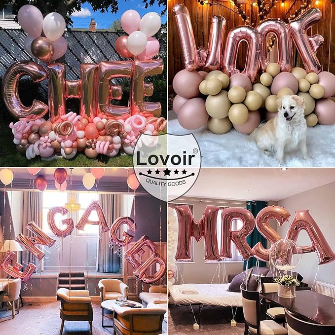 Lovoir 40 Inch Large Rose Gold Letter N Balloons Big Size Jumbo Mylar Foil Helium Balloon for Birthday Party Celebration Decorations Alphabet Rose Gold N