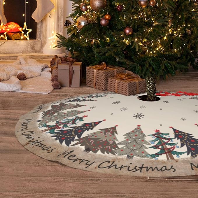 Christmas Tree Tree Skirt Xmas Tree Mat Christmas Tree Ornaments Decorations Holiday Party Indoor Outdoor 48"
