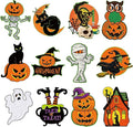 Large Vintage Halloween Decorations Cardboard Cutout Set of 12, Retro Spooky Ghost Cutouts Wall Decor Indoor Outdoor, Vintage Orange Green Black Paper Cut Outs Party Decoration (Large, Halloween)
