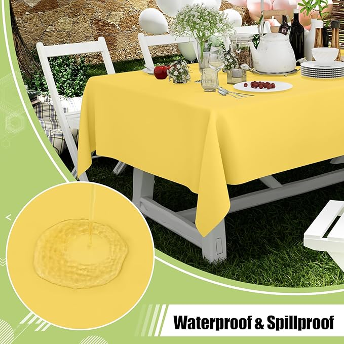 Smiry Disposable Table Cloth - 10 Pack, 54 x 108 Inch Waterproof Rectangle Tablecloths for Parties, Decorative Plastic Table Cover, Leakproof & Sturdy, Yellow
