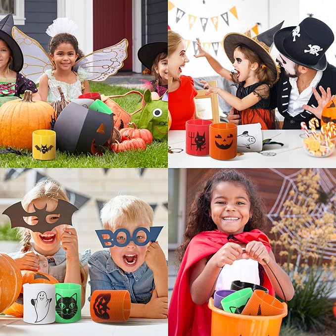 36PCS Halloween Coil Springs for Kids - Assorted Halloween Theme Pattern and Colors, Halloween Toys Party Favors Halloween Treat Bags Gifts