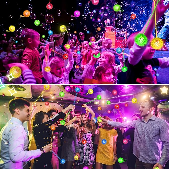 120PCS Light Up Ball, Bouncy Balls for Kids, 6 Colors LED Flashing Squeaky Ball, 2.2inch Light Up Toys, Fidget Sensory Toys, Glow in The Dark Party Favors for Teens, Adults, Children