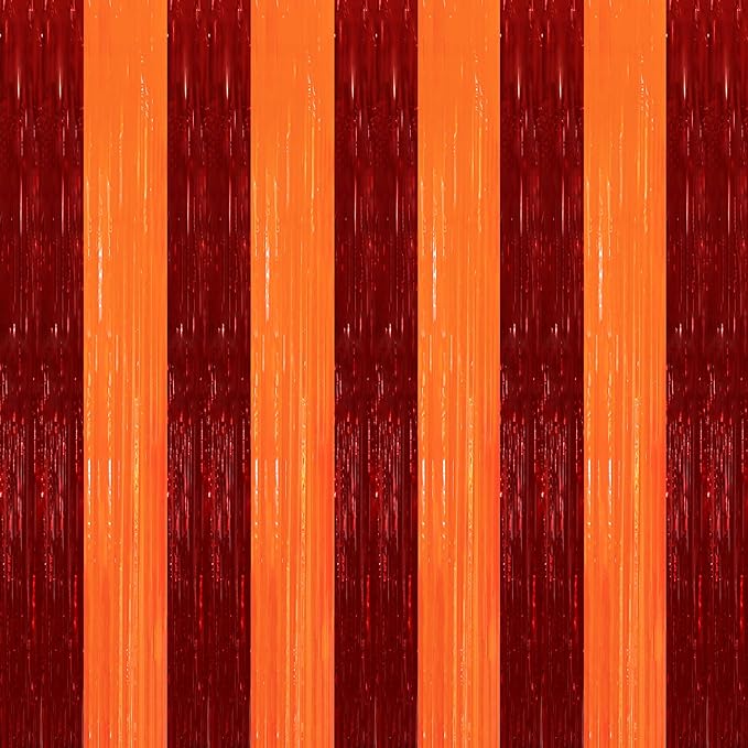 TONIFUL 2Pcs Red Orange Door Streamers,Green Photo Booth Backdrop,Metallic Streamers Green Foil Fringe Curtains for Birthday,Christmas,New Year,Thanksgiving,St. Patrick's Day Party Streamers Decor