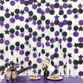 173 Ft Purple Black and White Party Decorations Big Star Circle Dot Backdrop Streamer Garland for Graduation Birthday Bachelorette Engagement Wedding Bridal Shower Baby Shower Halloween Party Supplies